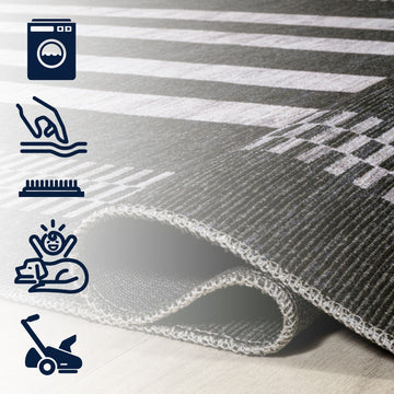 Vichy Geometric Striped Machine-washable Area Rug